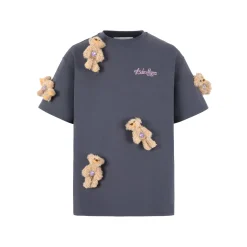 13De Marzo Doozoo Rhinestone Mini Bears T-Shirt Grey
