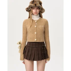 13De Marzo Doozoo Short Knit Cardigan Khaki