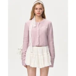 13De Marzo Doozoo Short Knit Cardigan Pink