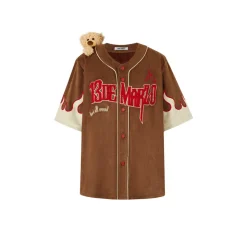 13De Marzo Flame Baseball Shirt Brown