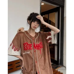 13De Marzo Flame Baseball Shirt Brown