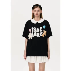 13De Marzo Float Cloud Balloon T-Shirt Black