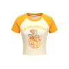 13De Marzo Fruit Printed Raglan Slim-Fit Crop Top Orange