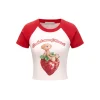 13De Marzo Fruit Printed Raglan Slim-Fit Crop Top Red