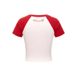 13De Marzo Fruit Printed Raglan Slim-Fit Crop Top Red