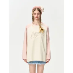 13De Marzo Gradient Bear Logo L/S Raglan T-Shirt Pink