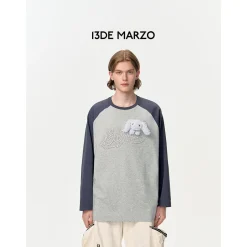 13De Marzo Gradient Bear Logo L/S Raglan T-Shirt Navy Blue