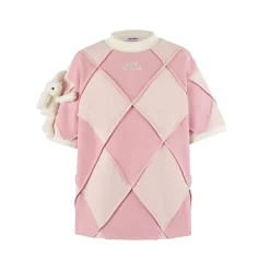 13De Marzo Hemming Diamond Checked T-Shirt Pink