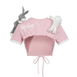 13De Marzo Lace Up Half Back Top Pink