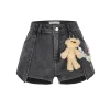 13De Marzo Logo Bead Chain Denim Shorts Black