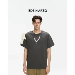 13De Marzo Logo Pendent T-Shirt Grey