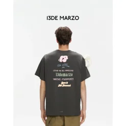 13De Marzo Logo Pendent T-Shirt Grey