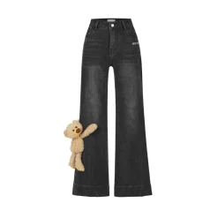 13De Marzo Patchwork Hems Loose Jeans Black