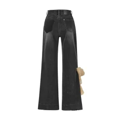 13De Marzo Patchwork Hems Loose Jeans Black