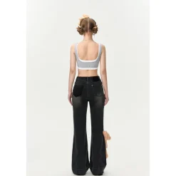 13De Marzo Patchwork Hems Loose Jeans Black