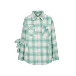 13De Marzo Plaid Bear Shirt Coat Green