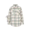 13De Marzo Plaid Bear Shirt Coat Beige