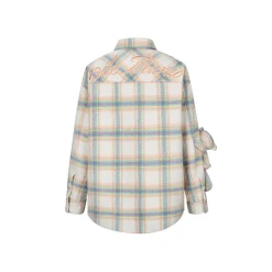 13De Marzo Plaid Bear Shirt Coat Beige
