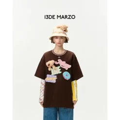 13De Marzo Plush Badges Velcro T-Shirt Brown