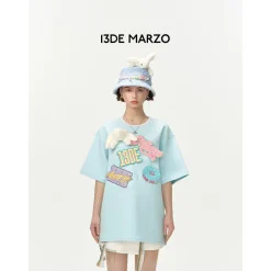 13De Marzo Plush Badges Velcro T-Shirt Blue