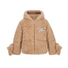 13De Marzo Plush Bear Detachable Fuzzy Down Jacket Khaki