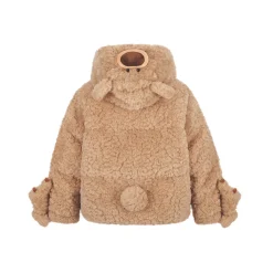 13De Marzo Plush Bear Detachable Fuzzy Down Jacket Khaki