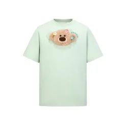 13De Marzo Plush Bear Flower Clip T-Shirt Mint Green