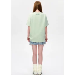 13De Marzo Plush Bear Flower Clip T-Shirt Mint Green