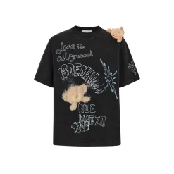 13De Marzo Plush Bear Full Graffiti T-Shirt Black