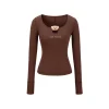 13De Marzo Plush Bear Hollow Out Slim-Fit Top Brown