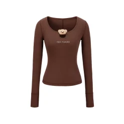 13De Marzo Plush Bear Hollow Out Slim-Fit Top Brown