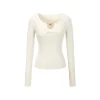 13De Marzo Plush Bear Hollow Out Slim-Fit Top White