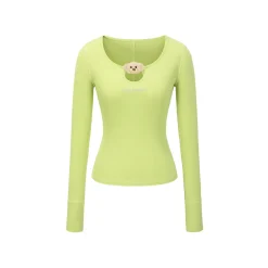 13De Marzo Plush Bear Hollow Out Slim-Fit Top Green