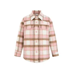 13De Marzo Plush Bear Plaid Furry Shirt Pink