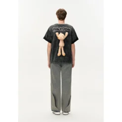 13De Marzo Plush Bear Sequins Logo T-Shirt Washed Black