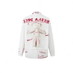 13De Marzo Plush Bear Sketch Line Shirt White