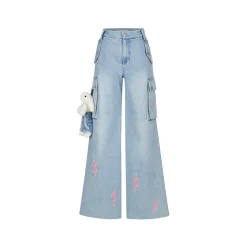 13De Marzo Plush Doll Wide-Legged Flared Jeans Blue