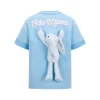 13De Marzo Plush Rabbit Sequins Logo T-Shirt Washed Blue