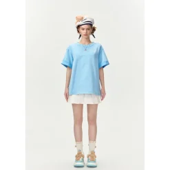 13De Marzo Plush Rabbit Sequins Logo T-Shirt Washed Blue