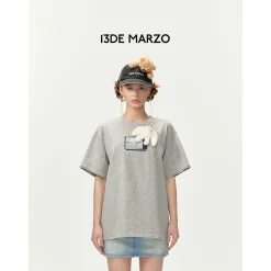 13De Marzo Plush TV Bear T-Shirt Grey