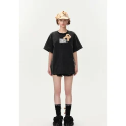 13De Marzo Plush TV Bear T-Shirt Black