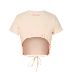 13De Marzo Rhinestone Heart Logo Tee Pink