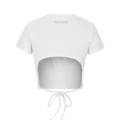 13De Marzo Rhinestone Heart Logo Tee White