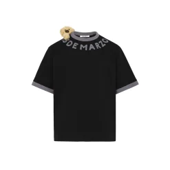 13De Marzo Round Neck Knit Logo T-Shirt Black