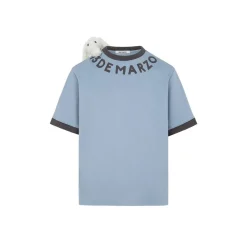 13De Marzo Round Neck Knit Logo T-Shirt Blue
