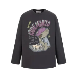 13De Marzo Shoes Lace Graffiti Logo L/S T-Shirt Dark Gray