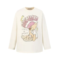 13De Marzo Shoes Lace Graffiti Logo L/S T-Shirt Beige