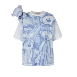 13De Marzo Shoulder Bear Denim Printed T-Shirt