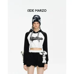 13De Marzo String Baseball Logo Short Hoodie