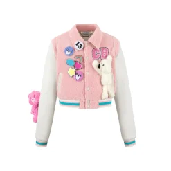 13De Marzo X Care Bears Short Baseball Jacket Pink